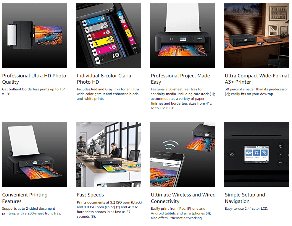 Features for Epson Expression Photo HD XP-1500